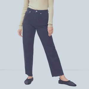 EVERLANE THE WAY-HIGH JEAN HIGH RISE STRAIGHT LEG CROPPED RAW HEM STRETCH sz 26